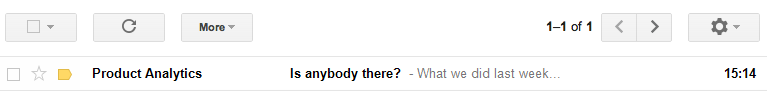 A weekly update email message Email saying 'Is anybody there?'