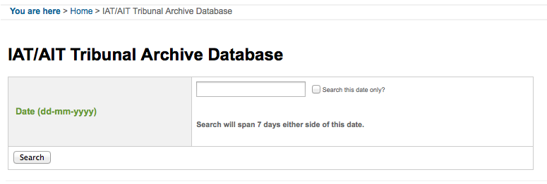 Snapshot of old immigration tribunal decisions database Immigration and asylum tribunal archive website screenshot
