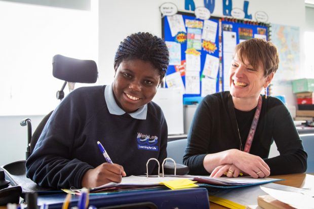 Pupil and teacher at West Lea