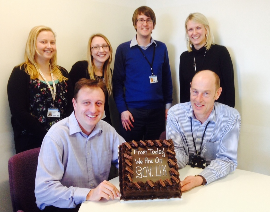 True to GDS form, here's the EFA team who were responsible for the transition to GOV.UK on the day EFA went live on the site (the cake was pretty awesome, by the way!)