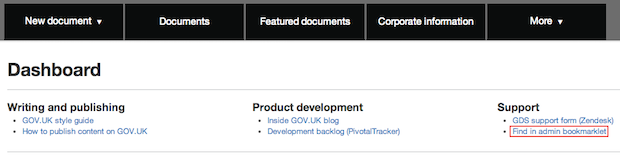 Bookmarklet on publisher dashboard