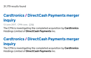 Screenshot showing duplicated search results