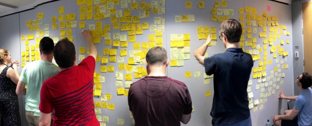 GOV.UK team doing an affinity sort together