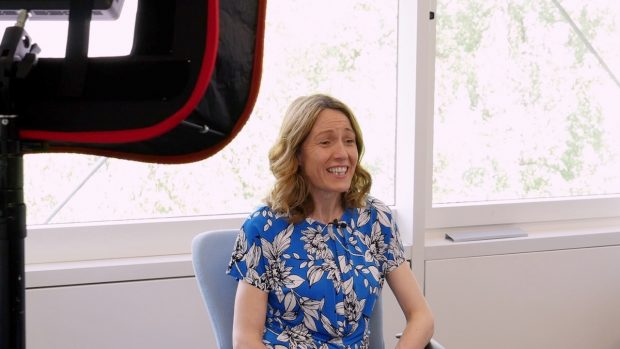 Lisa Payne being interviewed by a camera crew