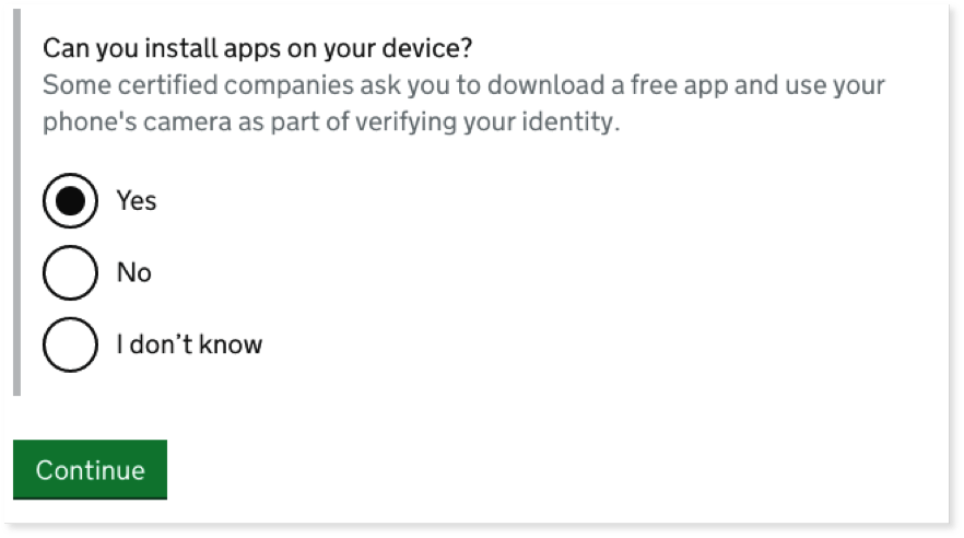 A screenshot of a form using our new radio buttons.