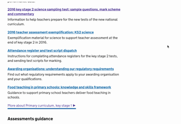 The anchor links menu for education content