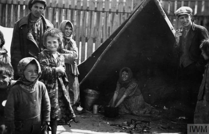 Roma held at a camp at an unspecified location around the city of Radom in central Poland