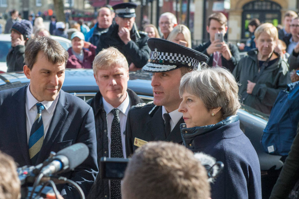 Prime Minister and police officer in Salisbury