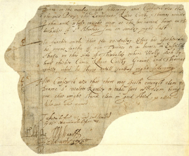 Guido Fawkes's faintly signed first confession