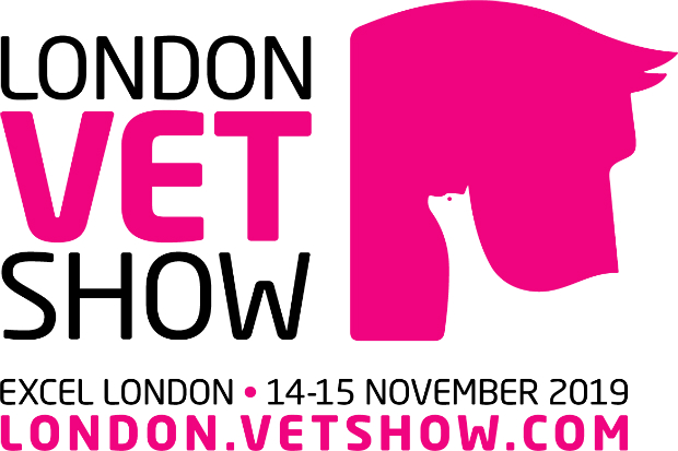 Logo for London Vet Show 2019 featuring an animal silhouette