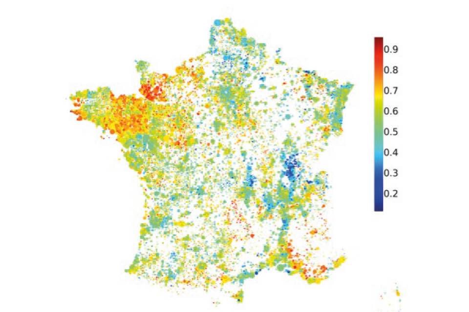 Roof orientation map of France