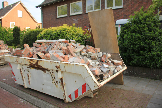 A skip full of rubble