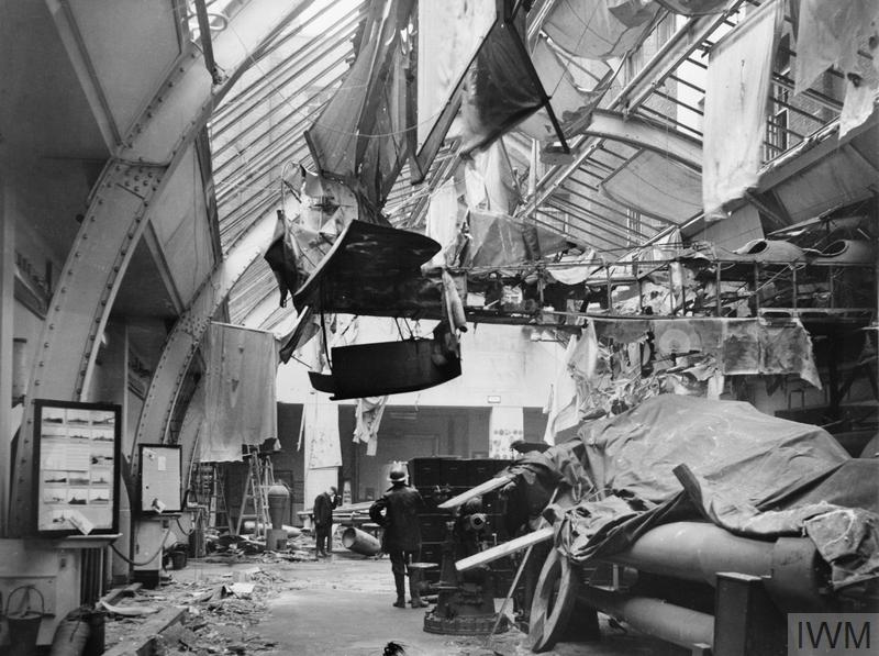 Air raid damage to the Naval Gallery at the Imperial War Museum, London, 31 January 1941.