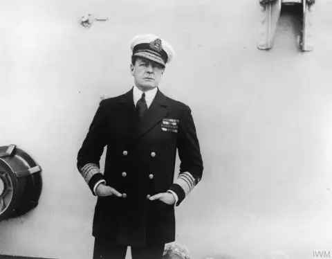 Admiral David Beatty in uniform with famous 'Beatty tilt' hat.