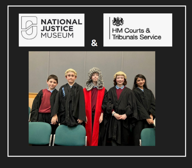 School children taking part in experiences at court