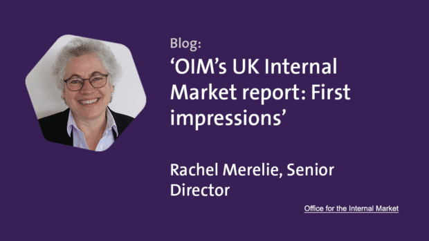 Image showing Rachel Merelie, Senior Director of the OIM. OIM logo on a purple background