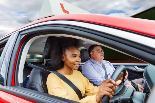 woman on driving lesson