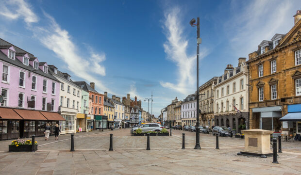A town centre in England.