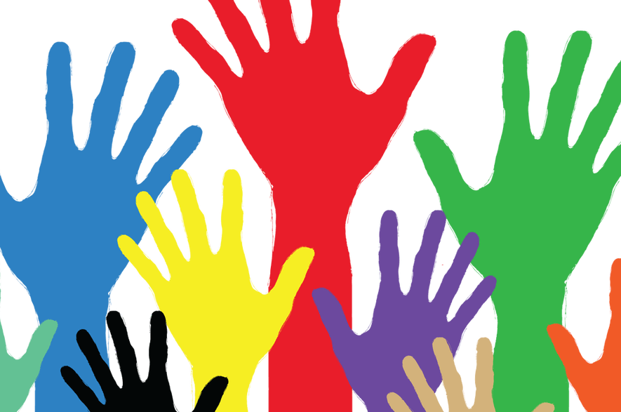 Helping hands reaching up