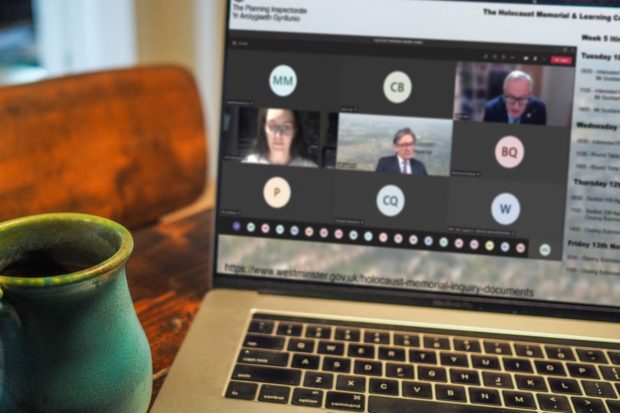 PC playing livestream of planning inquiry