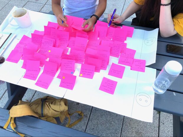 This is an image of mapping user journeys with research participants for a project with new cross-government Disability Unit