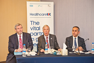 L-R: Howard, Lord Howe and Lord Darzi at Healthcare UK launch L-R: Howard, Lord Howe and Lord Darzi at Healhcare UK launch