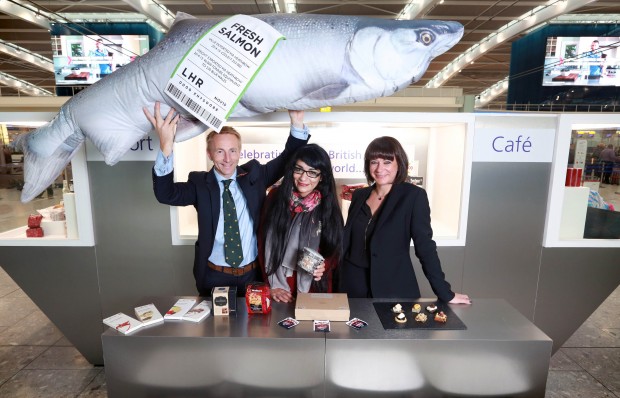 The UK - one of export's big fish L-R Jonathan Jones of Tregothnan Tea, Parveen Thornill, Regional Director UKTI and Emma Gilthorpe, Strategy Director, Heathrow Photo: Matt Alexander/PA Wire