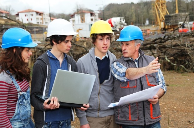 Young construction workers