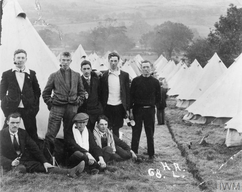 A group of 'Leeds Pals' at their training camp in the Yorkshire Dales shortly after enlisting in September 1914.