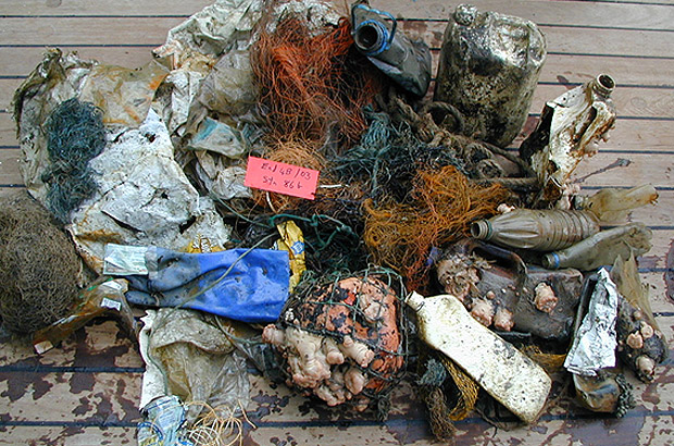 Examples of marine litter collected from the seabed