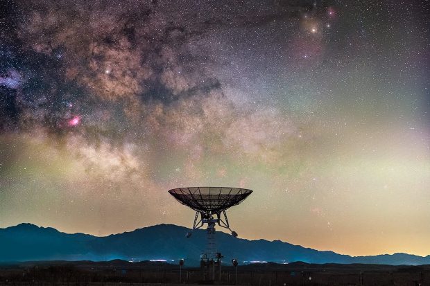Satellite facing the stars