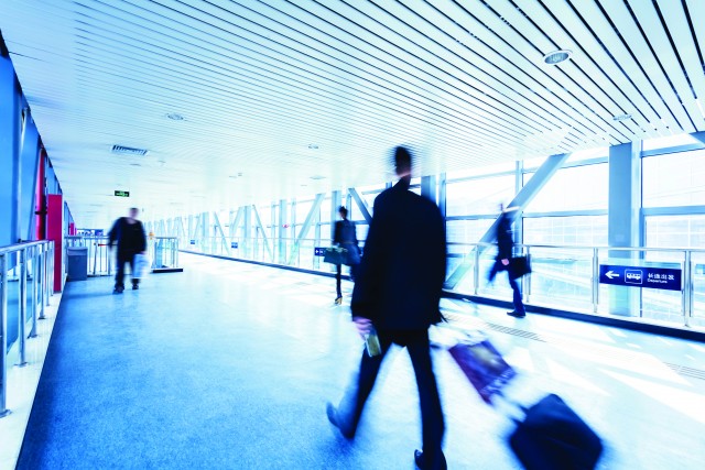 Passenger in the Beijing bus station.Motion blur