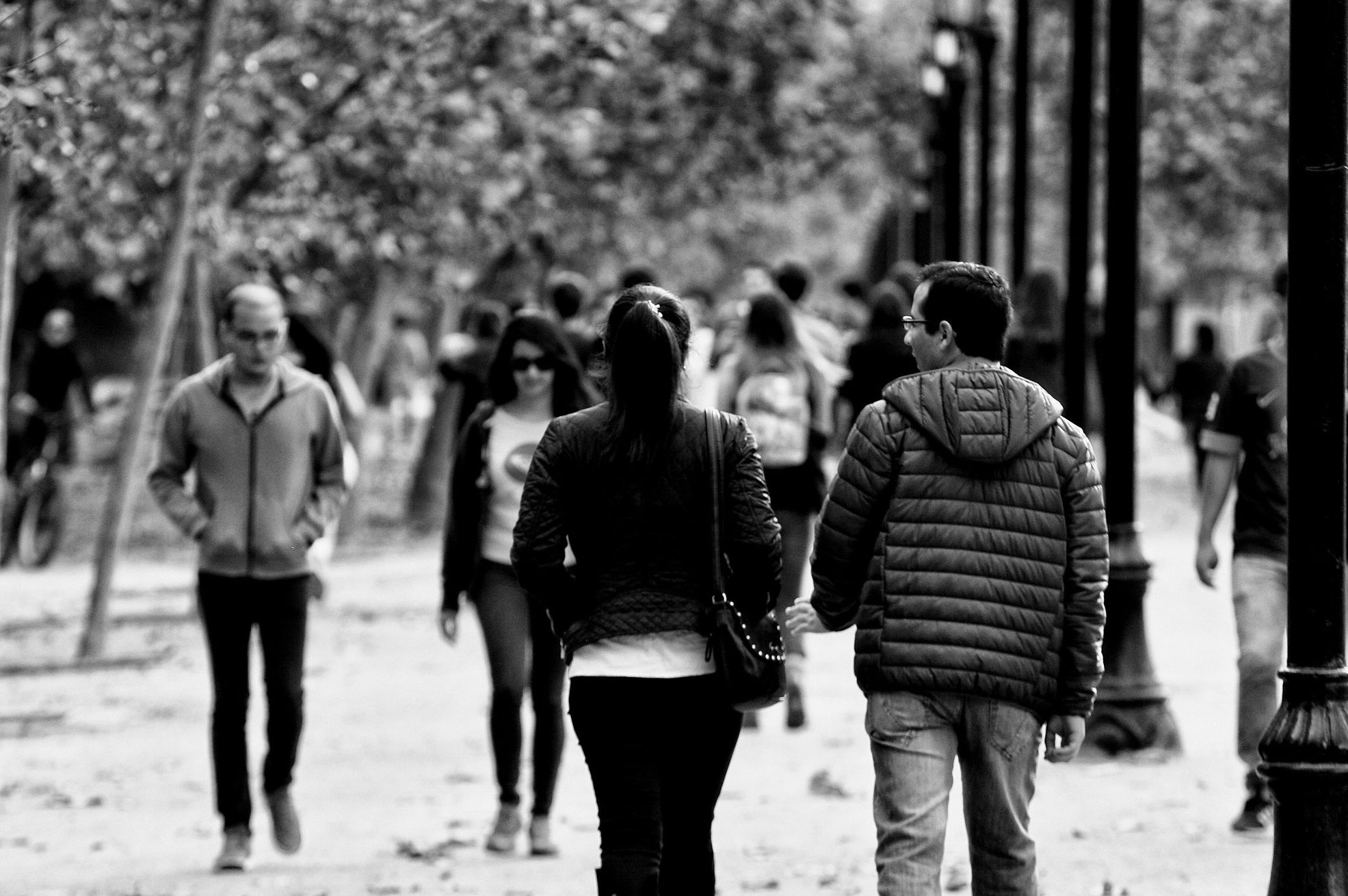 People walking in a park