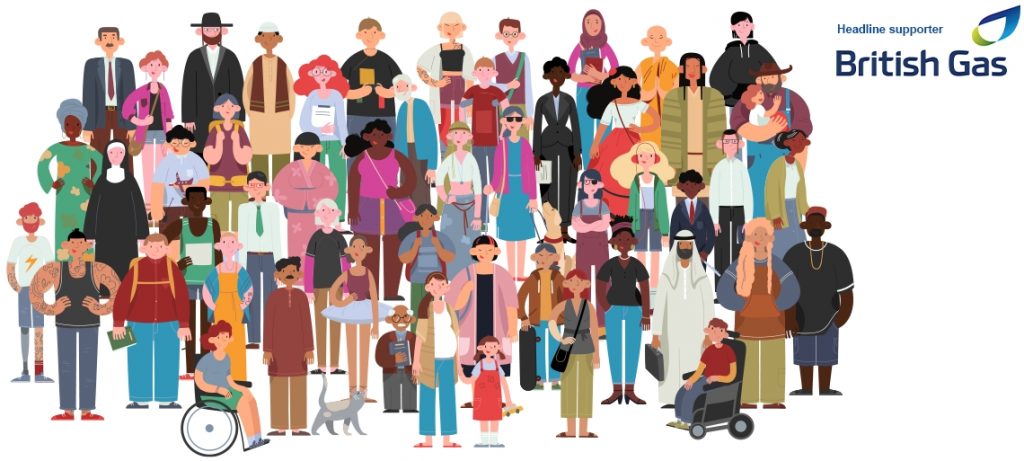 Cartoon depicting unpaid carers of all ages and backgrounds
