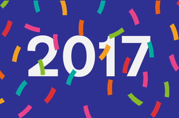 Graphic saying 2017 with confetti