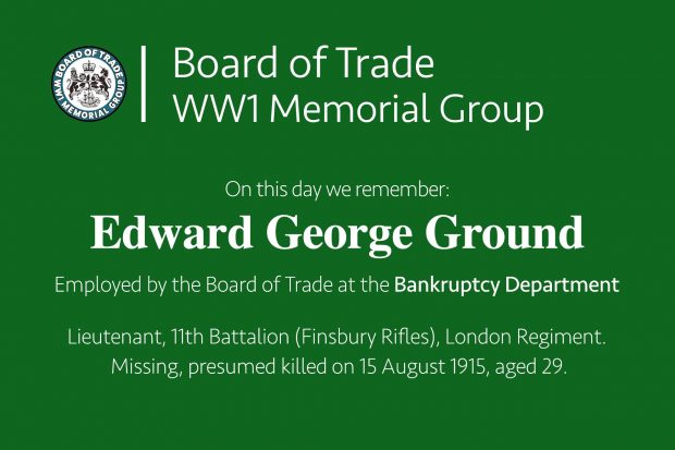 Edward George Ground commemorative card