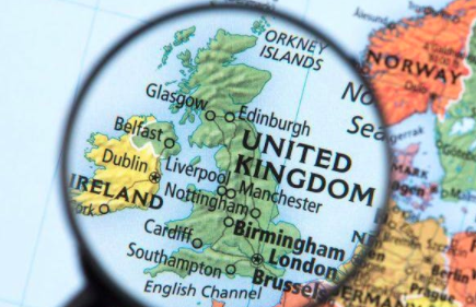 Part of world map with UK magnified
