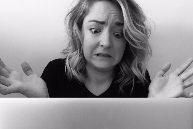 Anna on her laptop.
