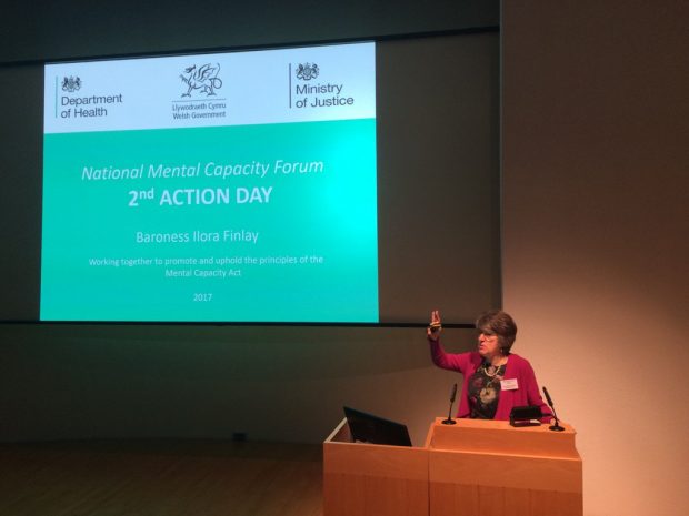 Baroness Finlay speaking at a lectern