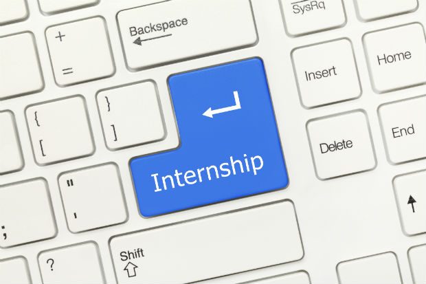 An image of a keyboard, with the word Internship written on the return key