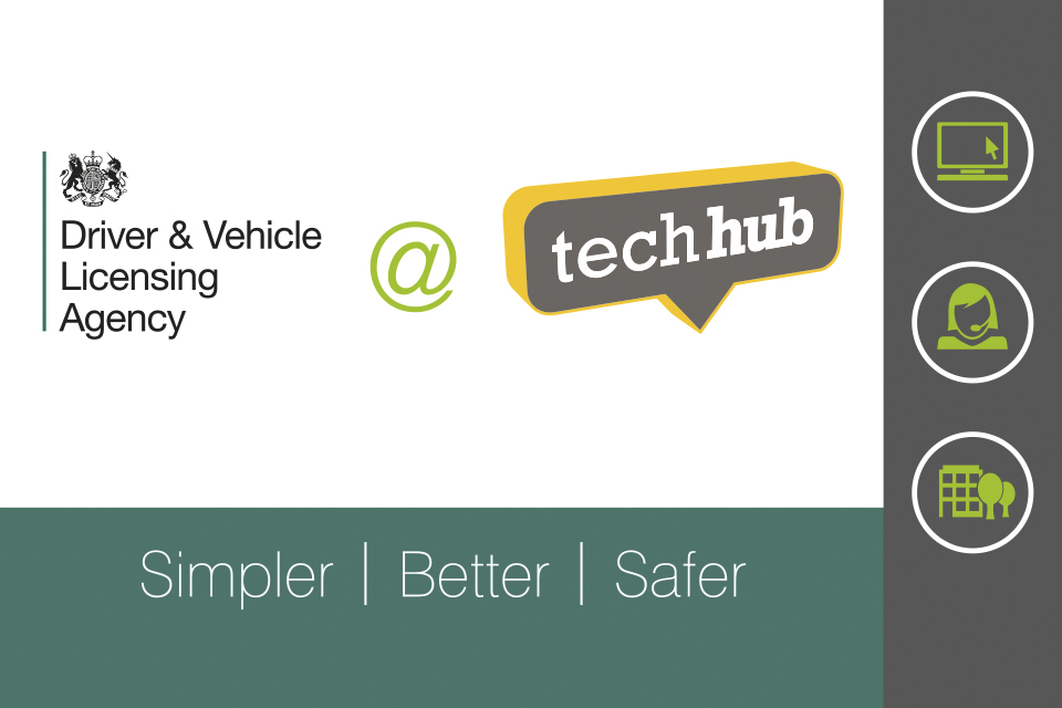 DVLA, tech hub and simpler better safer logos