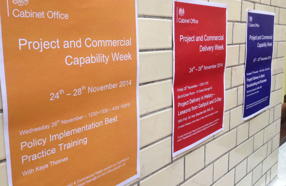 Posters in Cabinet Office advertising Project Delivery week