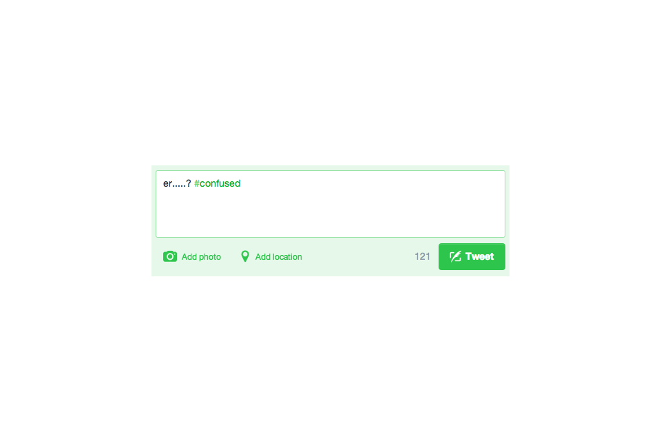 screenshot of a twitter window with the words #Confused...