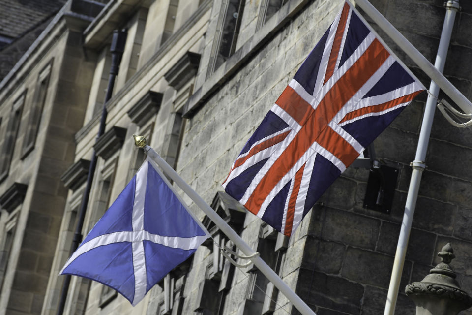 Saltaire and Union Flag flying in Edinburgh