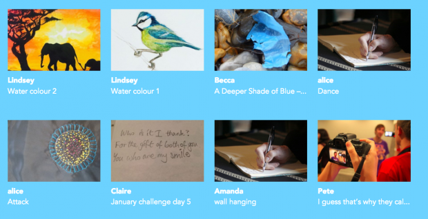 A selection of the projects contributed so far, including painting, creative writing, poetry, photography and craft. From the 64 million artists website