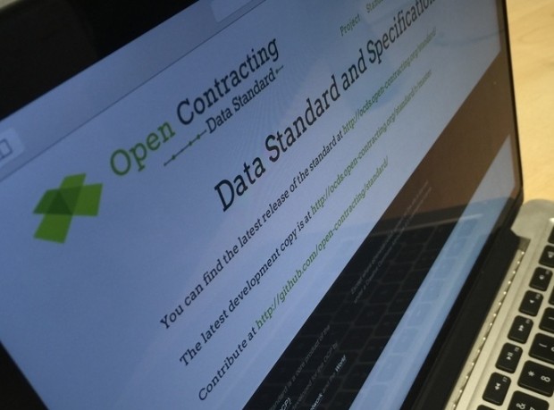 Photo of a screen showing the Open Contracting Data Standard website