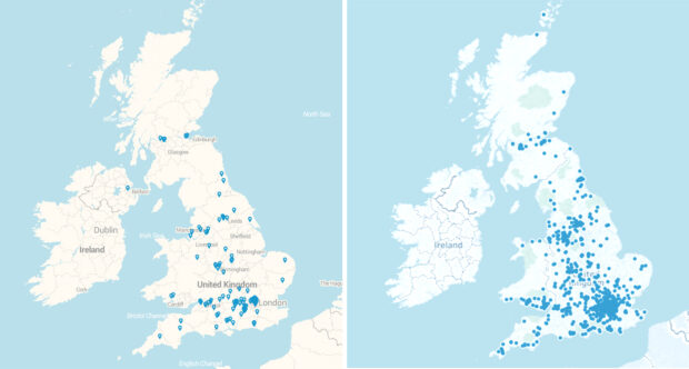 Map of DS2 and DOS supplier locations