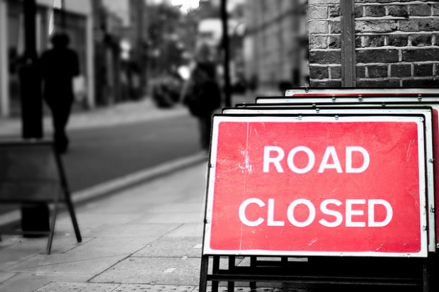 Road Closed sign