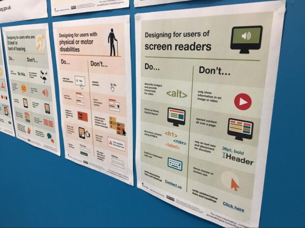 A poster showing advice for designing for screen reader users.
