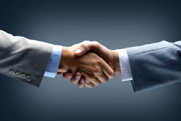 A business handshake.